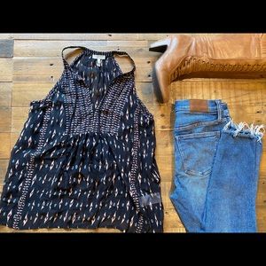 Joie silk chiffon ethnic print top